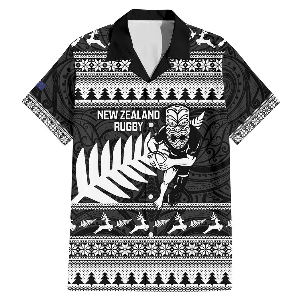 New Zealand Christmas Rugby Personalised Family Matching Mermaid Dress and Hawaiian Shirt Meri Kirihimete All Black Maori - Aussie Hoodie