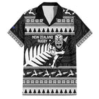 New Zealand Christmas Rugby Personalised Family Matching Off Shoulder Short Dress and Hawaiian Shirt Meri Kirihimete All Black Maori - Aussie Hoodie