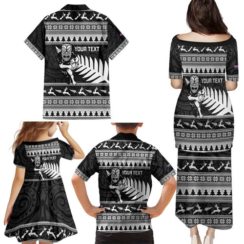 New Zealand Christmas Rugby Personalised Family Matching Puletasi and Hawaiian Shirt Meri Kirihimete All Black Maori - Aussie Hoodie