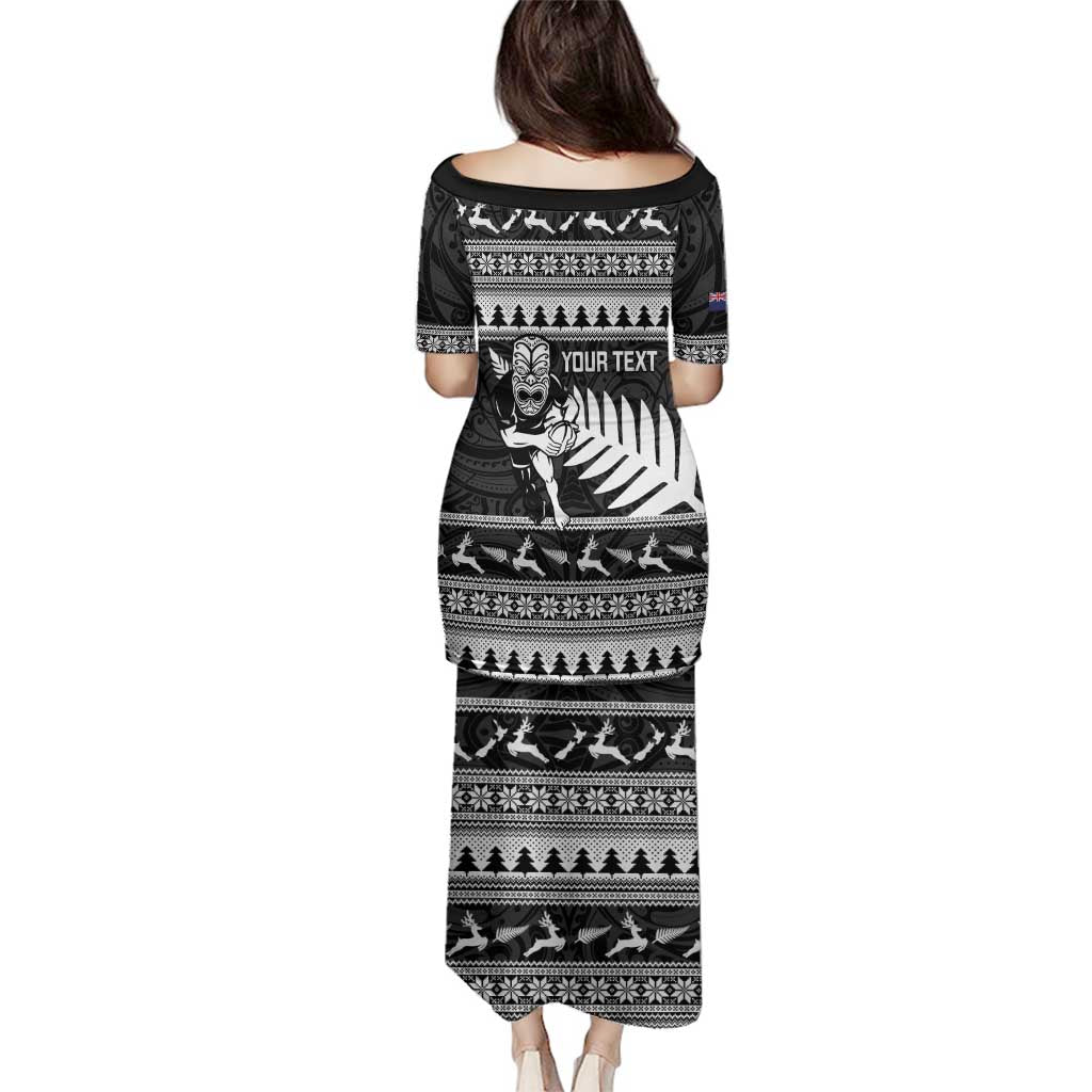 New Zealand Christmas Rugby Personalised Family Matching Puletasi and Hawaiian Shirt Meri Kirihimete All Black Maori - Aussie Hoodie