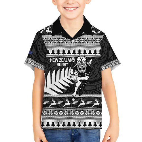 New Zealand Christmas Rugby Personalised Family Matching Puletasi and Hawaiian Shirt Meri Kirihimete All Black Maori - Aussie Hoodie