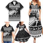 New Zealand Christmas Rugby Personalised Family Matching Summer Maxi Dress and Hawaiian Shirt Meri Kirihimete All Black Maori - Aussie Hoodie