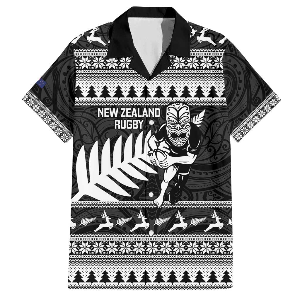 New Zealand Christmas Rugby Personalised Family Matching Summer Maxi Dress and Hawaiian Shirt Meri Kirihimete All Black Maori - Aussie Hoodie
