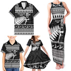 New Zealand Christmas Rugby Personalised Family Matching Tank Maxi Dress and Hawaiian Shirt Meri Kirihimete All Black Maori - Aussie Hoodie