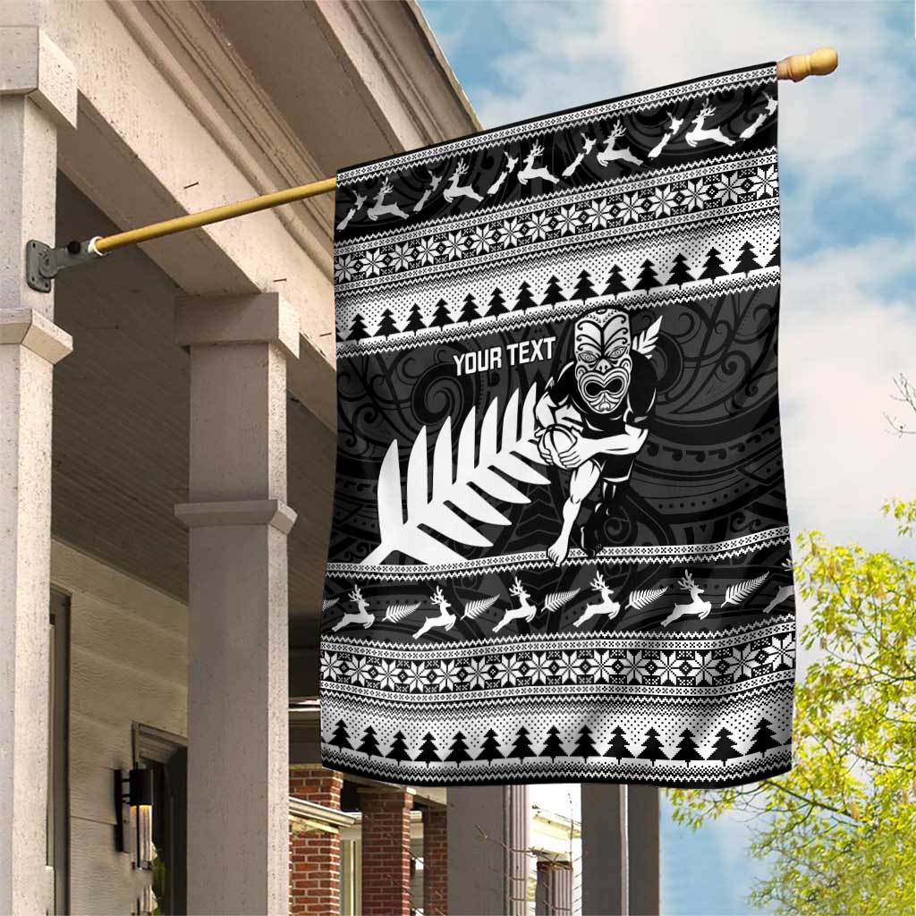 New Zealand Christmas Rugby Personalised Garden Flag Meri Kirihimete All Black Maori - Aussie Hoodie
