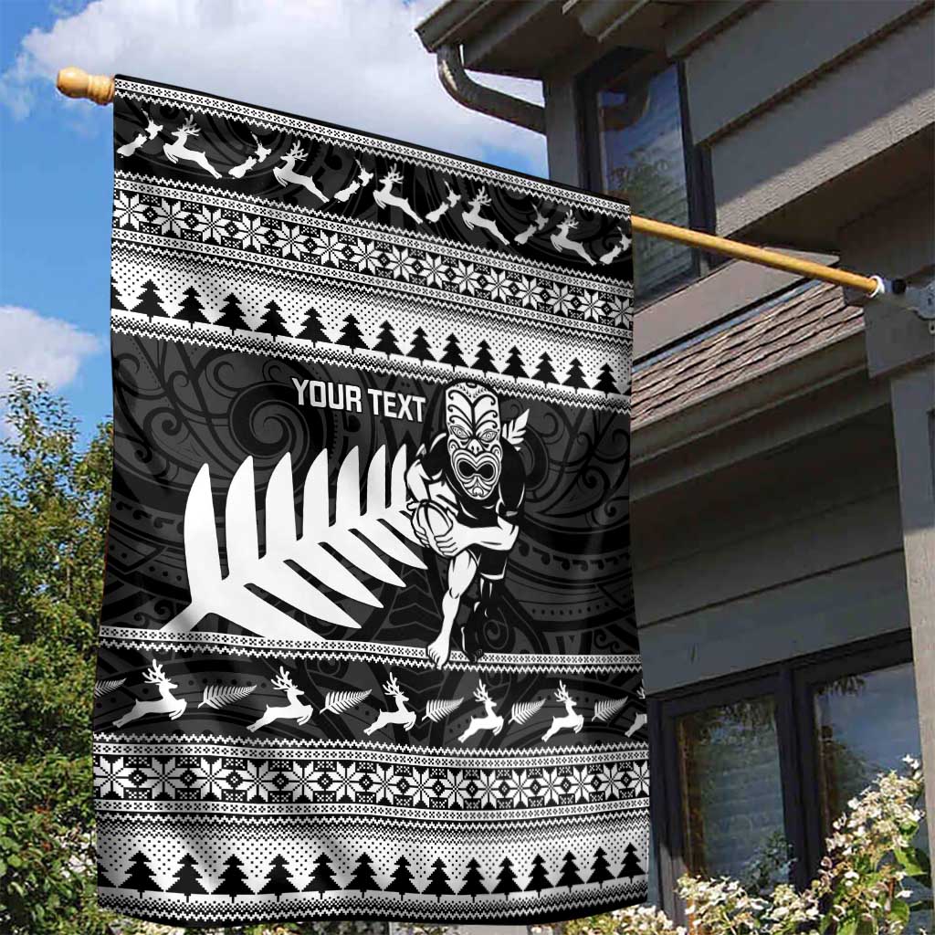 New Zealand Christmas Rugby Personalised Garden Flag Meri Kirihimete All Black Maori - Aussie Hoodie