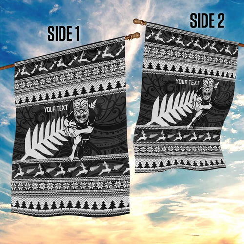 New Zealand Christmas Rugby Personalised Garden Flag Meri Kirihimete All Black Maori - Aussie Hoodie