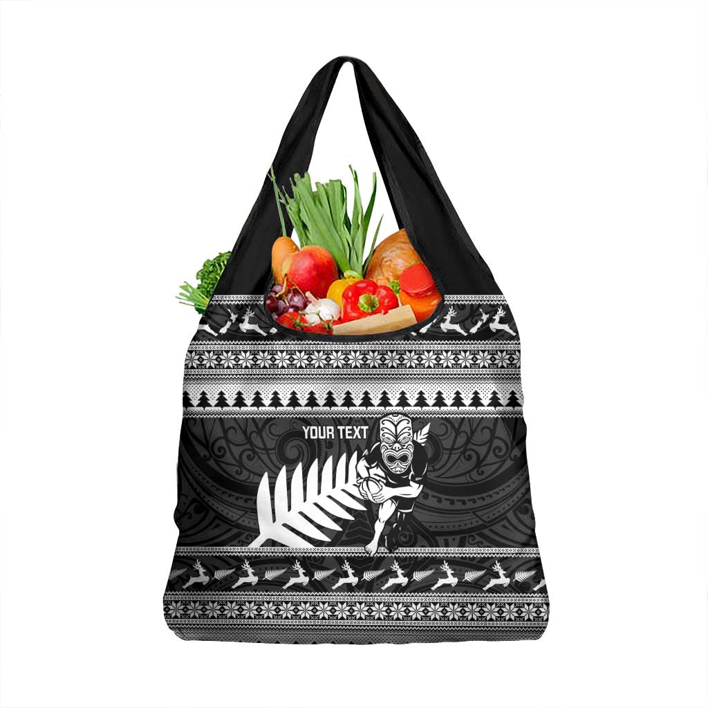 New Zealand Christmas Rugby Personalised Grocery Bag Meri Kirihimete All Black Maori - Aussie Hoodie