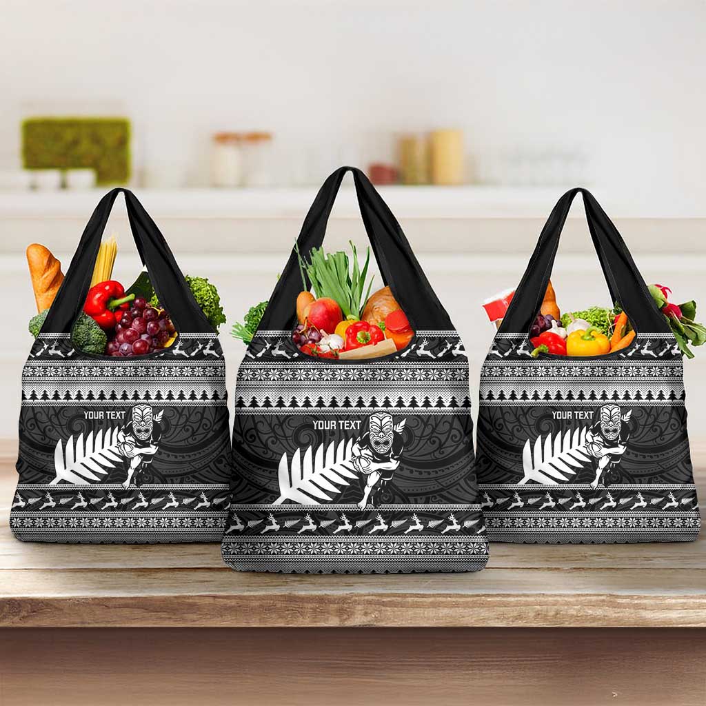 New Zealand Christmas Rugby Personalised Grocery Bag Meri Kirihimete All Black Maori - Aussie Hoodie