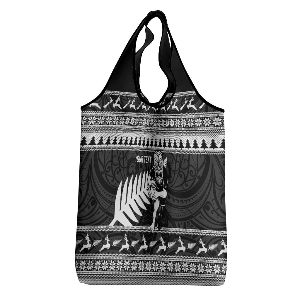 New Zealand Christmas Rugby Personalised Grocery Bag Meri Kirihimete All Black Maori - Aussie Hoodie