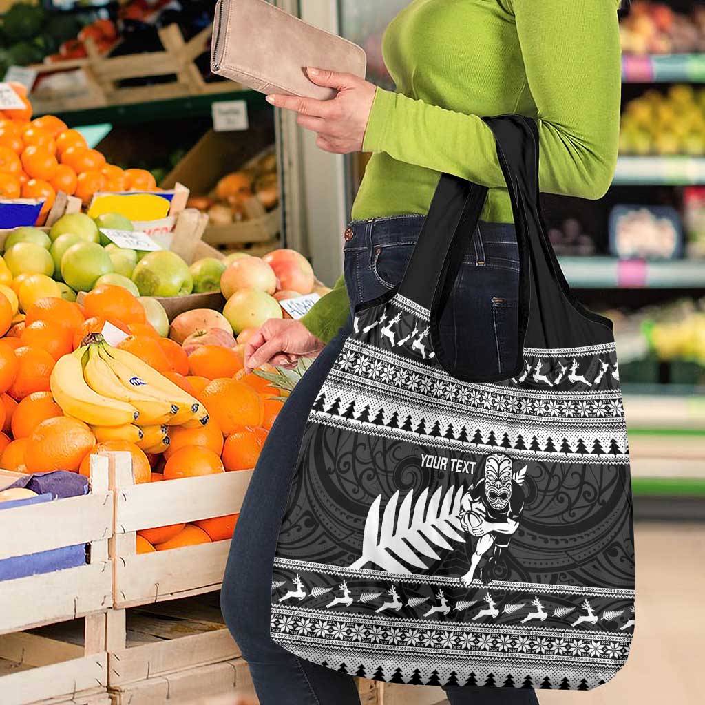 New Zealand Christmas Rugby Personalised Grocery Bag Meri Kirihimete All Black Maori - Aussie Hoodie