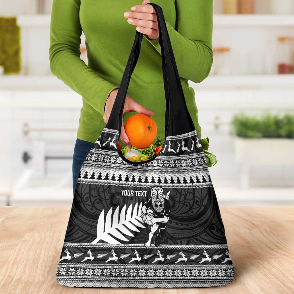 New Zealand Christmas Rugby Personalised Grocery Bag Meri Kirihimete All Black Maori - Aussie Hoodie