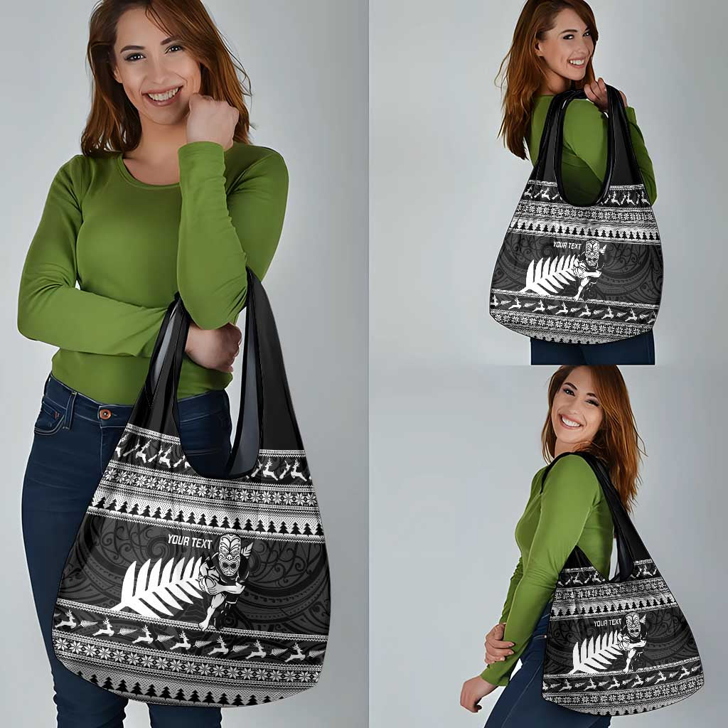 New Zealand Christmas Rugby Personalised Grocery Bag Meri Kirihimete All Black Maori - Aussie Hoodie