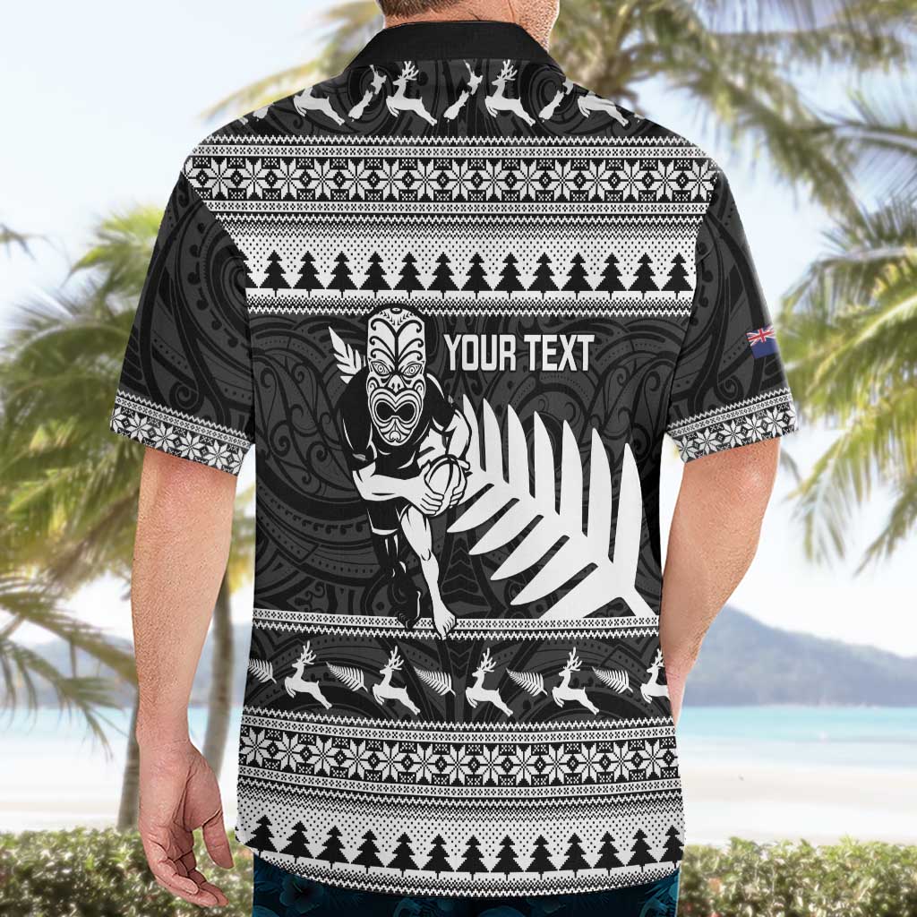New Zealand Christmas Rugby Personalised Hawaiian Shirt Meri Kirihimete All Black Maori - Aussie Hoodie
