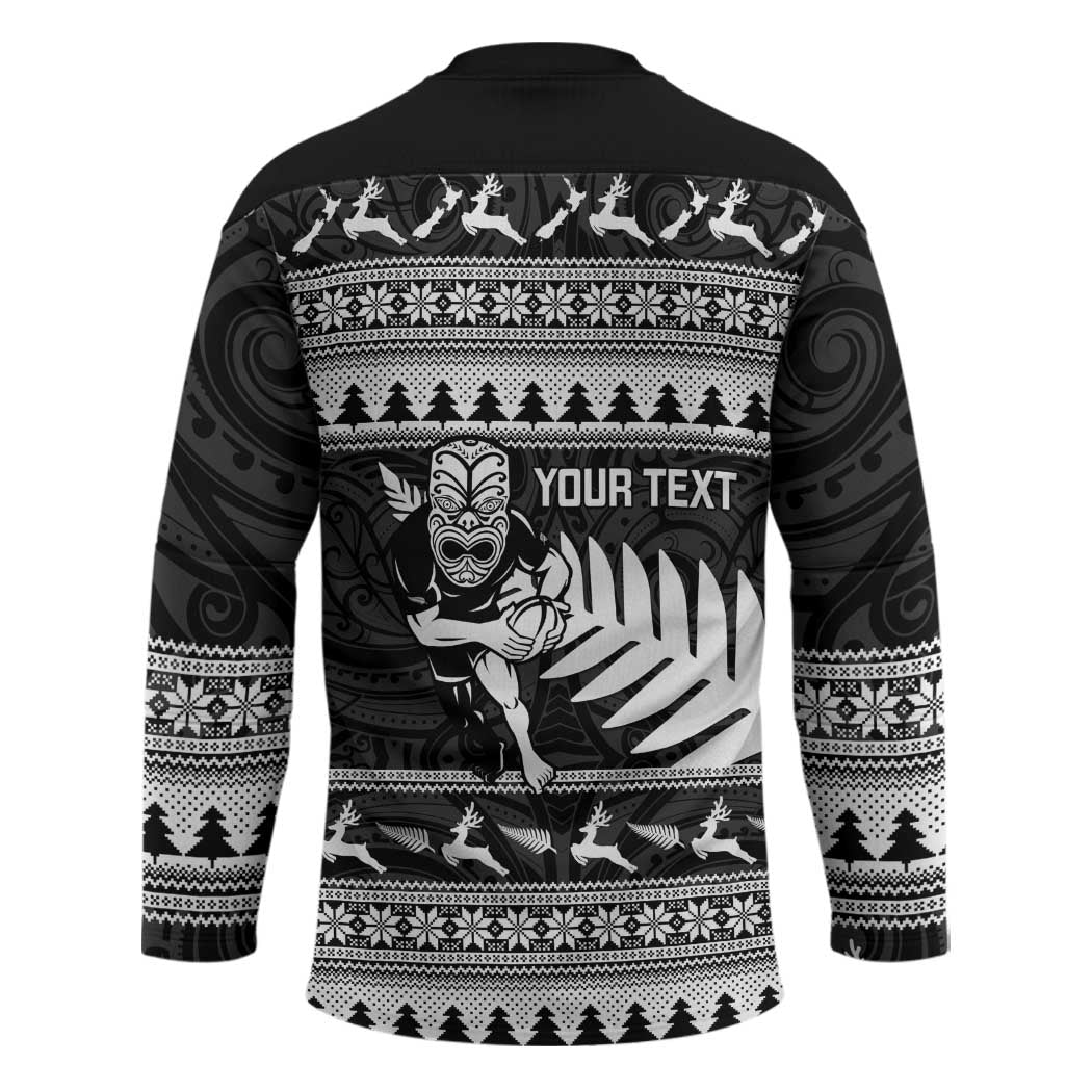 New Zealand Christmas Rugby Personalised Hockey Jersey Meri Kirihimete All Black Maori - Aussie Hoodie