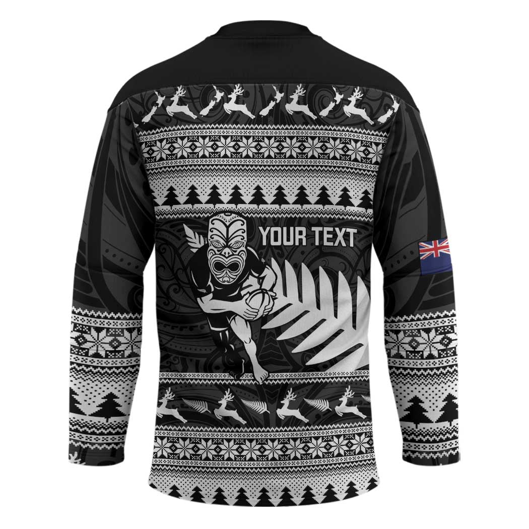 New Zealand Christmas Rugby Personalised Hockey Jersey Meri Kirihimete All Black Maori - Aussie Hoodie