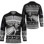 New Zealand Christmas Rugby Personalised Hockey Jersey Meri Kirihimete All Black Maori - Aussie Hoodie