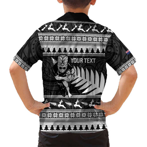 New Zealand Christmas Rugby Personalised Kid Hawaiian Shirt Meri Kirihimete All Black Maori - Aussie Hoodie