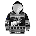 New Zealand Christmas Rugby Personalised Kid Hoodie Meri Kirihimete All Black Maori - Aussie Hoodie