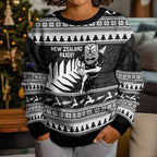 New Zealand Christmas Rugby Personalised Kid Ugly Christmas Sweater Meri Kirihimete All Black Maori - Aussie Hoodie