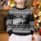 New Zealand Christmas Rugby Personalised Kid Ugly Christmas Sweater Meri Kirihimete All Black Maori - Aussie Hoodie
