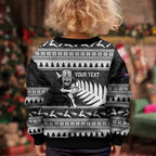 New Zealand Christmas Rugby Personalised Kid Ugly Christmas Sweater Meri Kirihimete All Black Maori - Aussie Hoodie