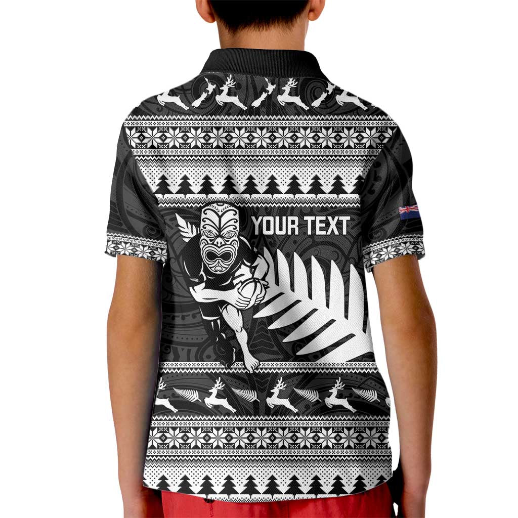 New Zealand Christmas Rugby Personalised Kid Polo Shirt Meri Kirihimete All Black Maori - Aussie Hoodie