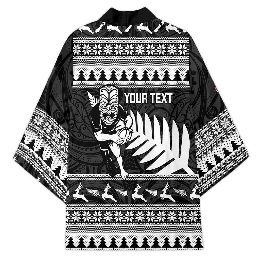 New Zealand Christmas Rugby Personalised Kimono Meri Kirihimete All Black Maori - Aussie Hoodie