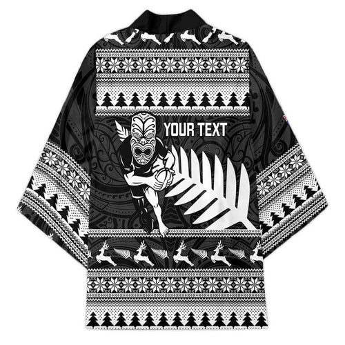 New Zealand Christmas Rugby Personalised Kimono Meri Kirihimete All Black Maori - Aussie Hoodie