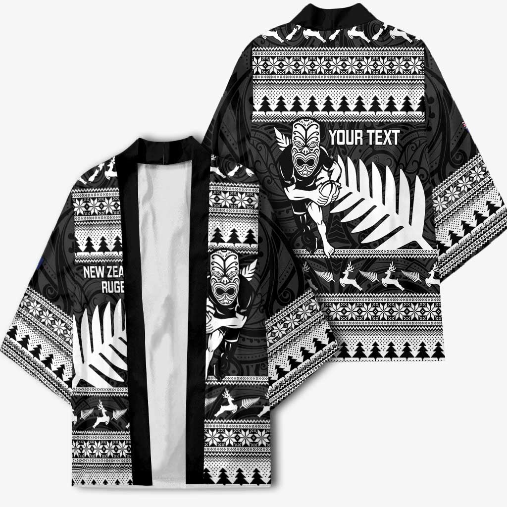 New Zealand Christmas Rugby Personalised Kimono Meri Kirihimete All Black Maori - Aussie Hoodie