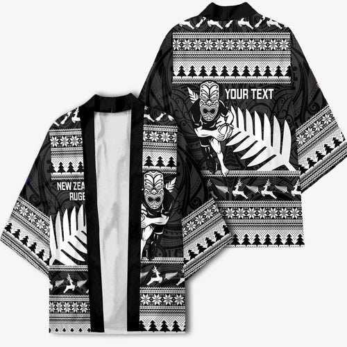New Zealand Christmas Rugby Personalised Kimono Meri Kirihimete All Black Maori - Aussie Hoodie