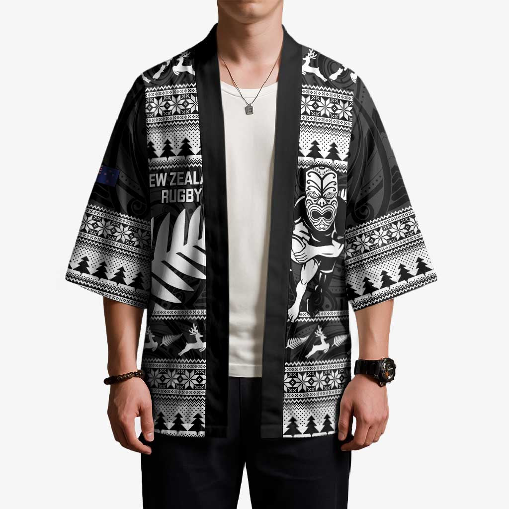 New Zealand Christmas Rugby Personalised Kimono Meri Kirihimete All Black Maori - Aussie Hoodie