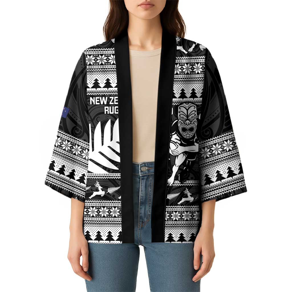 New Zealand Christmas Rugby Personalised Kimono Meri Kirihimete All Black Maori - Aussie Hoodie