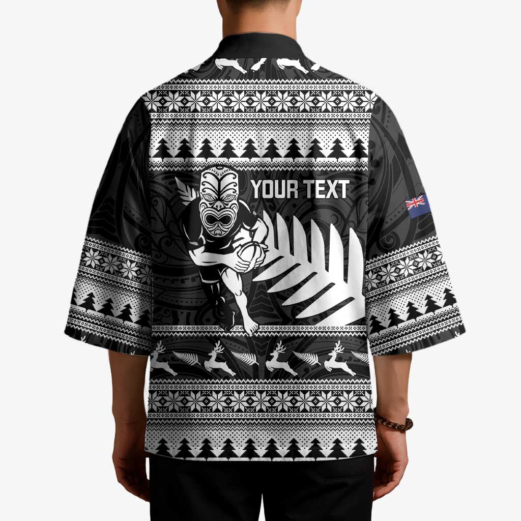 New Zealand Christmas Rugby Personalised Kimono Meri Kirihimete All Black Maori - Aussie Hoodie