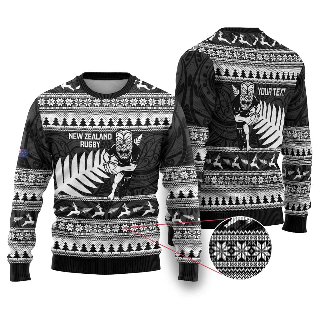 New Zealand Christmas Rugby Personalised Ugly Christmas Sweater Meri Kirihimete All Black Maori - Aussie Hoodie