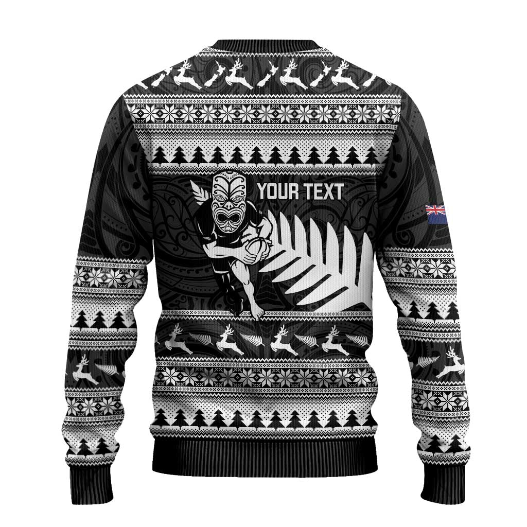 New Zealand Christmas Rugby Personalised Ugly Christmas Sweater Meri Kirihimete All Black Maori - Aussie Hoodie