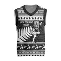 New Zealand Christmas Rugby Personalised Christmas Knitted V-Neck Vest Meri Kirihimete All Black Maori - Aussie Hoodie