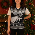 New Zealand Christmas Rugby Personalised Christmas Knitted V-Neck Vest Meri Kirihimete All Black Maori - Aussie Hoodie
