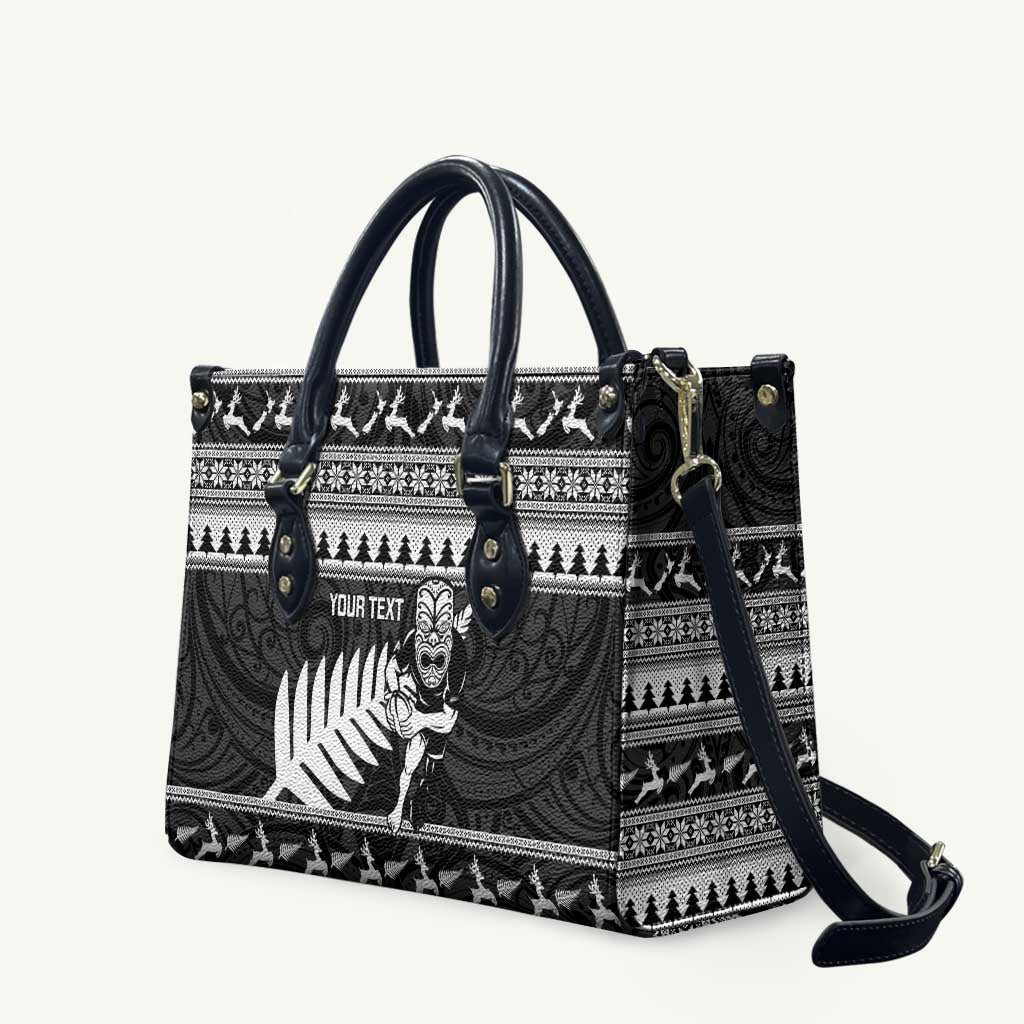 New Zealand Christmas Rugby Personalised Leather Bag Meri Kirihimete All Black Maori - Aussie Hoodie