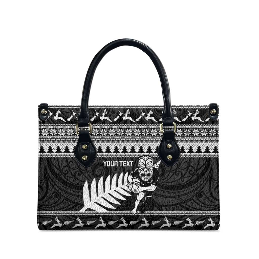 New Zealand Christmas Rugby Personalised Leather Bag Meri Kirihimete All Black Maori - Aussie Hoodie