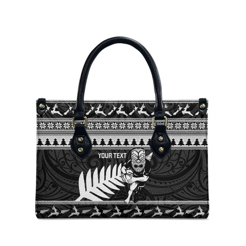 New Zealand Christmas Rugby Personalised Leather Bag Meri Kirihimete All Black Maori - Aussie Hoodie