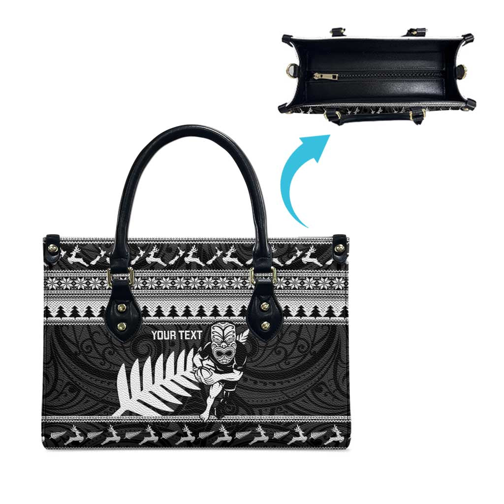New Zealand Christmas Rugby Personalised Leather Bag Meri Kirihimete All Black Maori - Aussie Hoodie