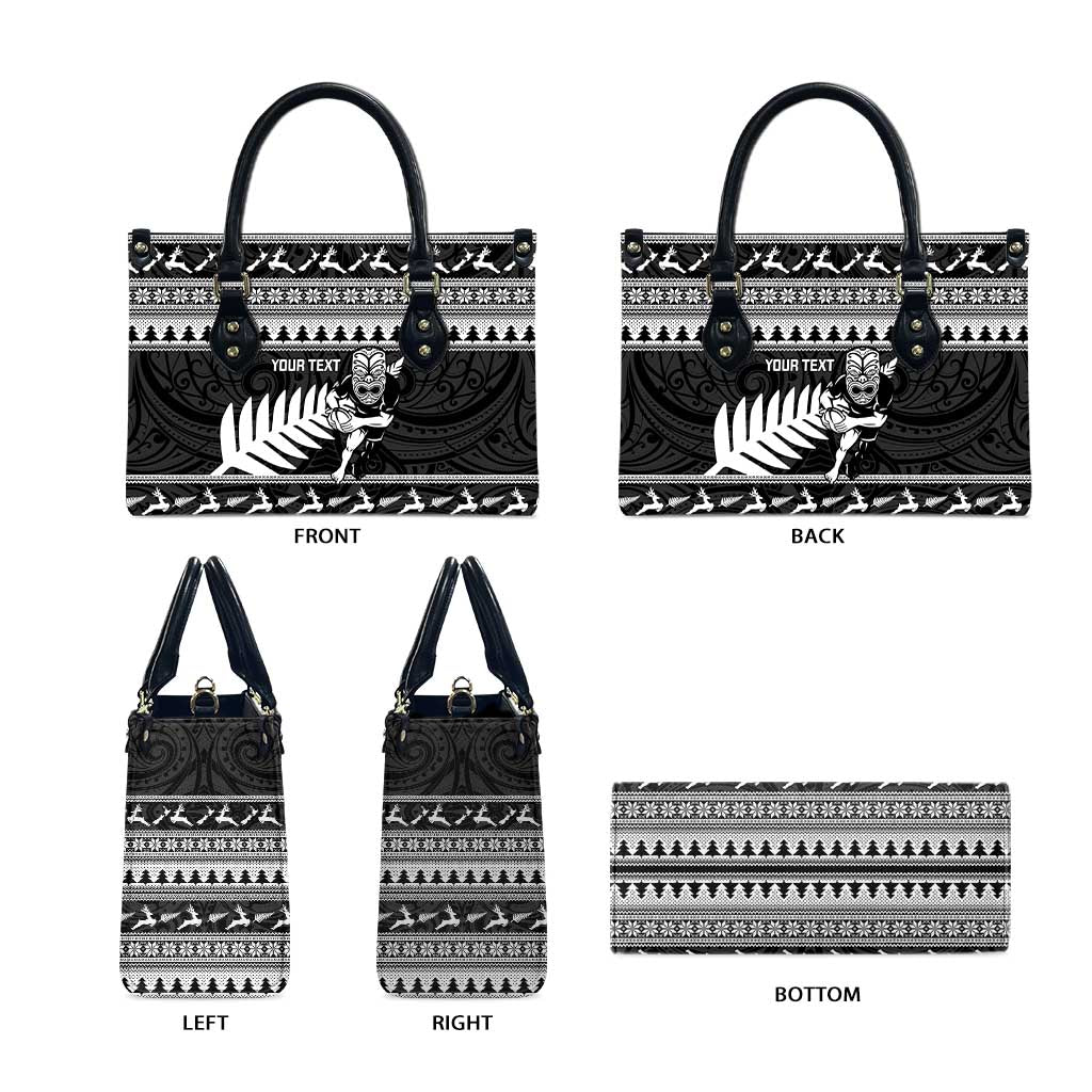 New Zealand Christmas Rugby Personalised Leather Bag Meri Kirihimete All Black Maori - Aussie Hoodie