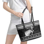New Zealand Christmas Rugby Personalised Leather Tote Bag Meri Kirihimete All Black Maori - Aussie Hoodie