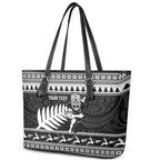 New Zealand Christmas Rugby Personalised Leather Tote Bag Meri Kirihimete All Black Maori - Aussie Hoodie