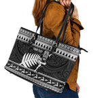 New Zealand Christmas Rugby Personalised Leather Tote Bag Meri Kirihimete All Black Maori - Aussie Hoodie