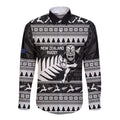 New Zealand Christmas Rugby Personalised Long Sleeve Button Shirt Meri Kirihimete All Black Maori - Aussie Hoodie