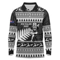 New Zealand Christmas Rugby Personalised Long Sleeve Polo Shirt Meri Kirihimete All Black Maori - Aussie Hoodie