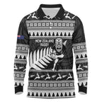 New Zealand Christmas Rugby Personalised Long Sleeve Polo Shirt Meri Kirihimete All Black Maori - Aussie Hoodie
