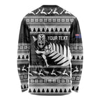 New Zealand Christmas Rugby Personalised Long Sleeve Shirt Meri Kirihimete All Black Maori - Aussie Hoodie